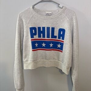 Gray PHILA Sweatshirt with Blue and Red Accents